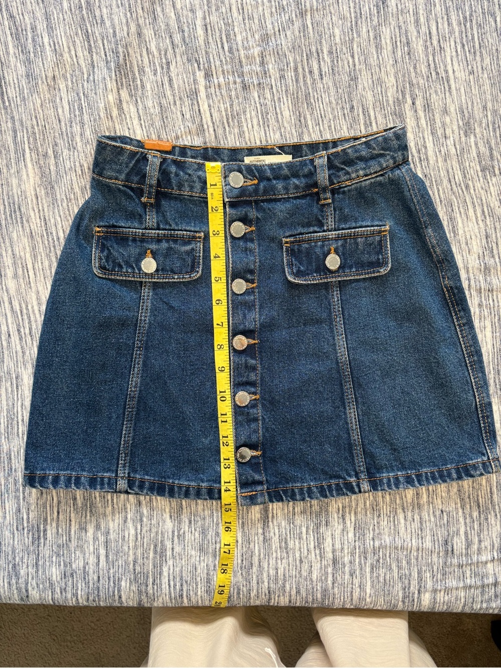 Zara Dark Blue Denim Button-Front Mini Skirt